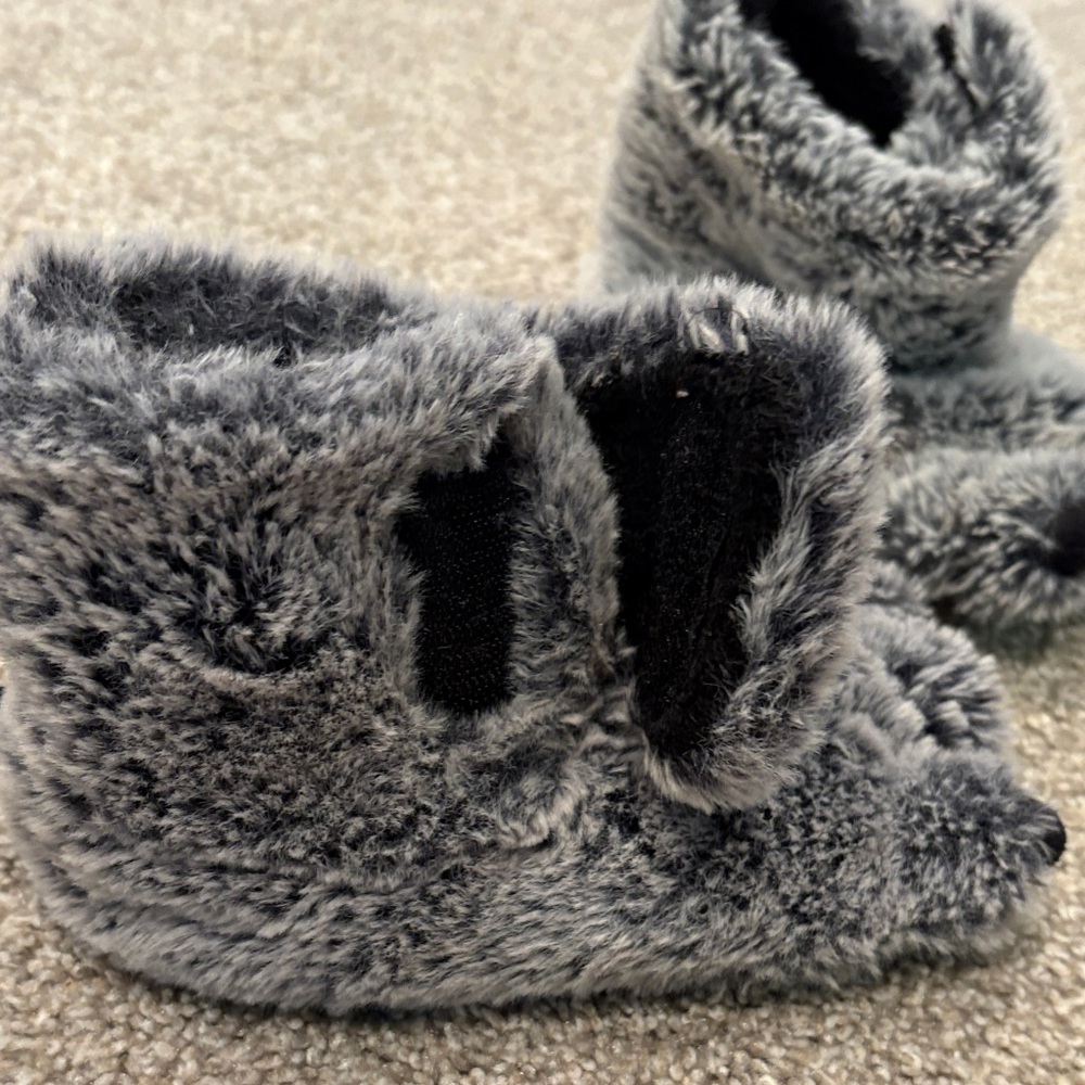 Target Gray Furry Kids Slippers - Picture 5 of 7